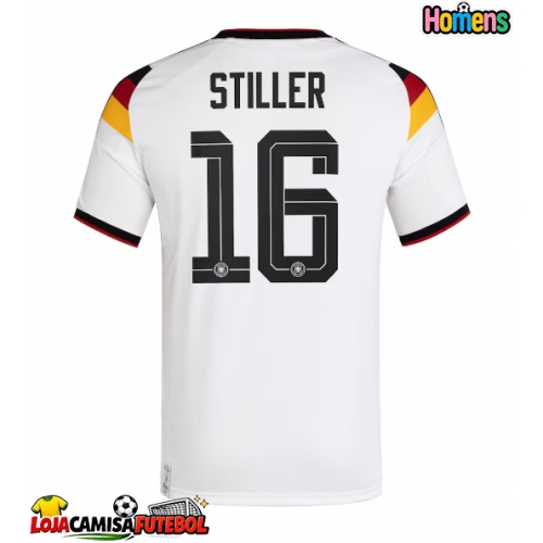 Camisa de Futebol Alemanha Angelo Stiller #16 Equipamento Principal Mundo 2026 Manga Curta